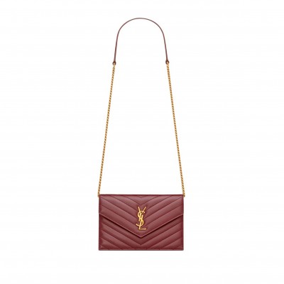 YSL CASSANDRE ENVELOPE CHAIN WALLET IN LAMBSKIN 742920AAA446592 (19*12.5*3.5cm)